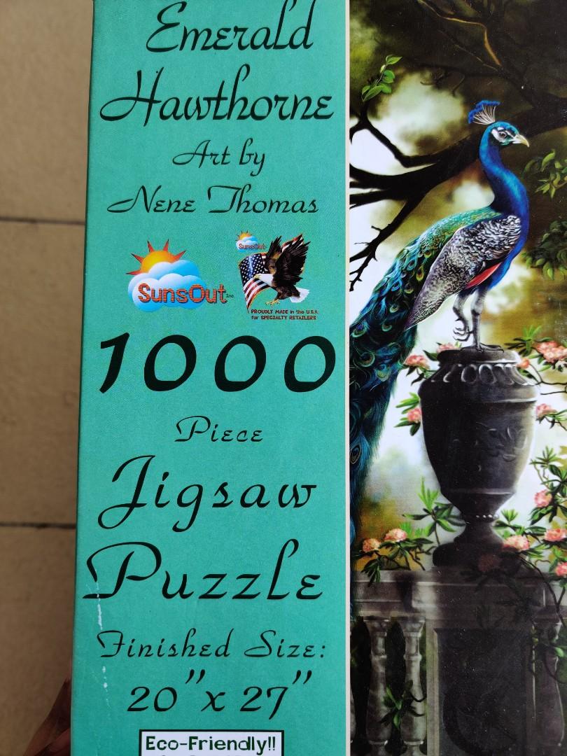 1000 Pieces Emerald Hawthorne Peacock Fantasy Jigsaw Puzzle by Nene Thomas 