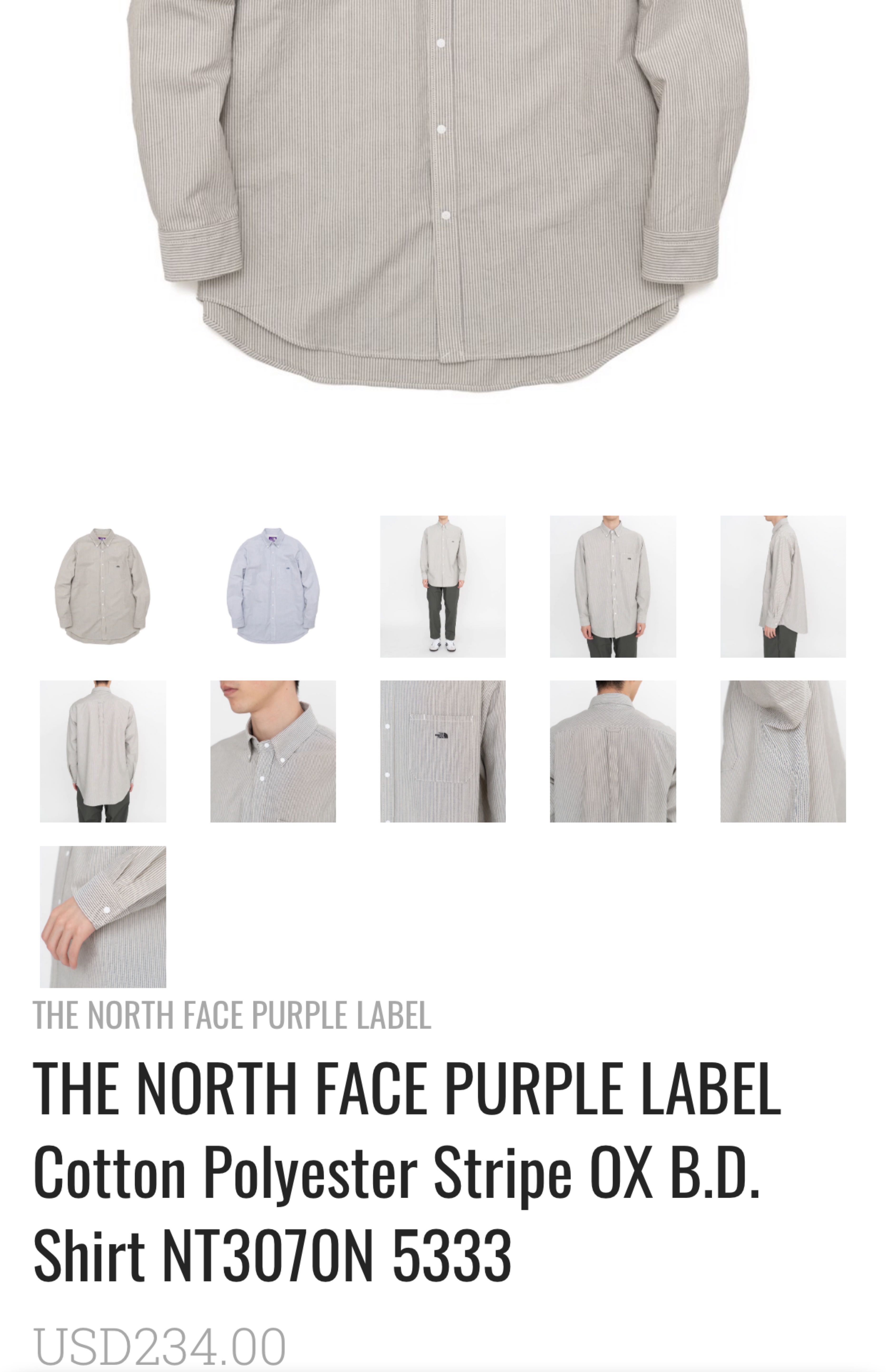 PURPLE LABEL Cotton Polyester Stripe OX B.D. Shirt, 男裝, 外套及