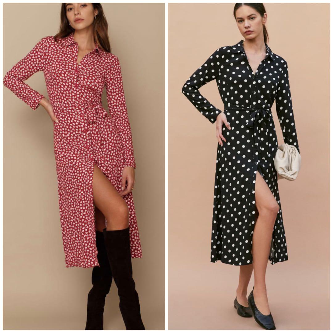 Reformation red shop polka dot dress