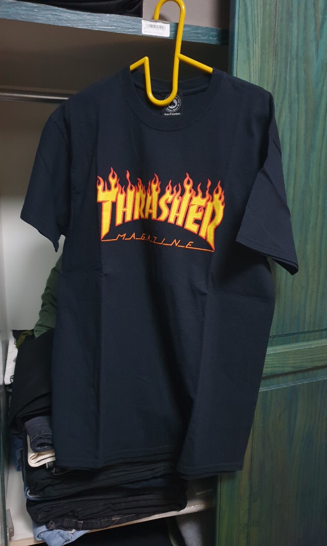 thrasher flame black tee