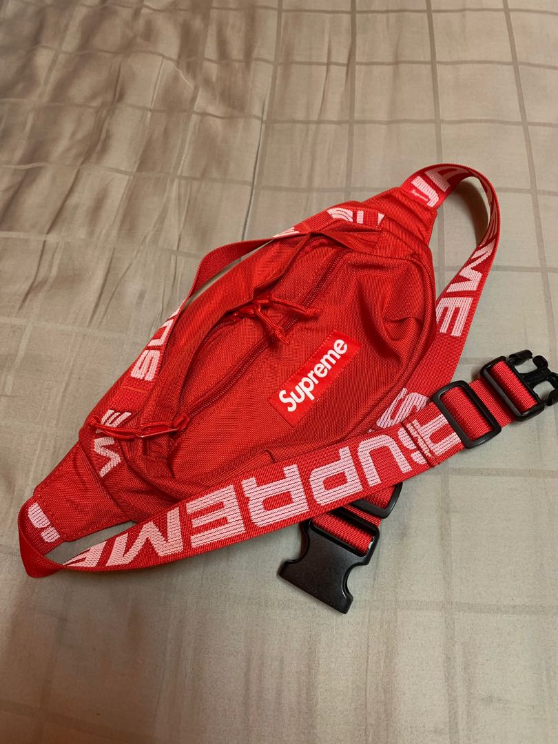 Supreme waist bag ss18 red, Men's Fashion, Bags, Sling Bags on