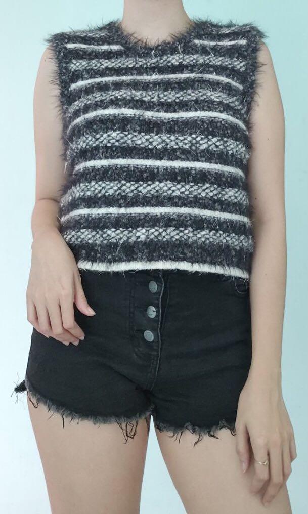 faux fur top zara