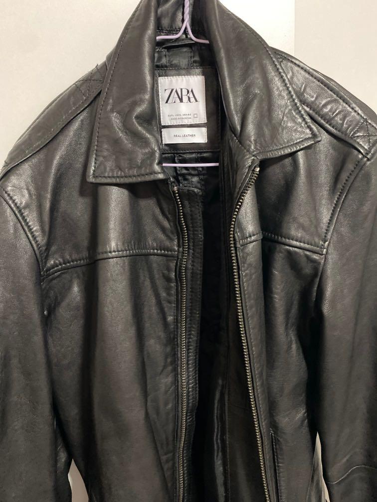 Zara genuine leather jacket discount