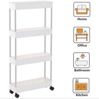 3/4 Layer Moving Rack Kitchen Storage Shelf  Home Bedroom Bathroom Organizer Trolley