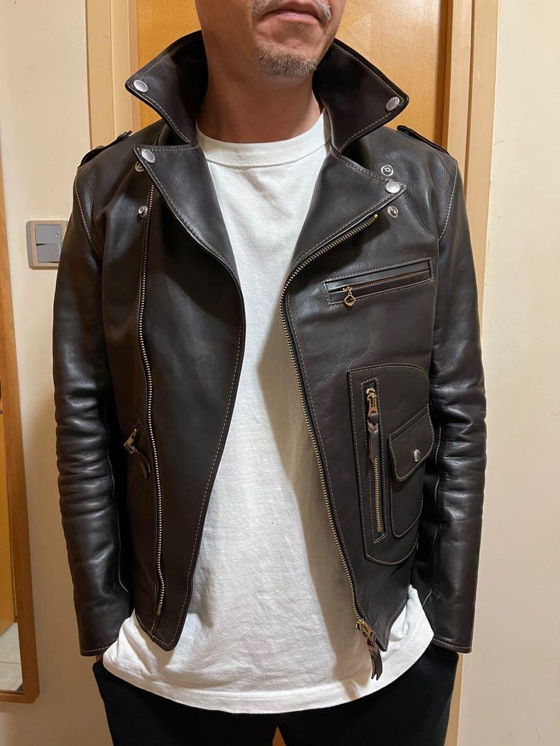 日本品牌The Flat Head 男裝二手真馬皮日本製皮褸biker leather jacket 