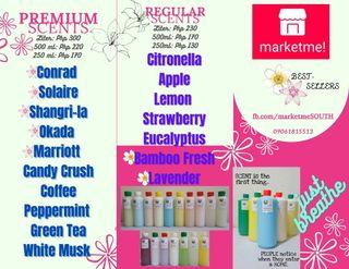 Air Freshener, Hotel Scents, Diffuser, Humidifier, Revitalizer/Revitalisor, Linen spray and etc..
