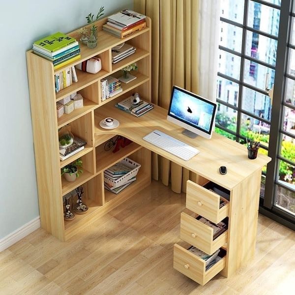 BIG Computer Table Double Bookshelves, Furniture & Home Living ...