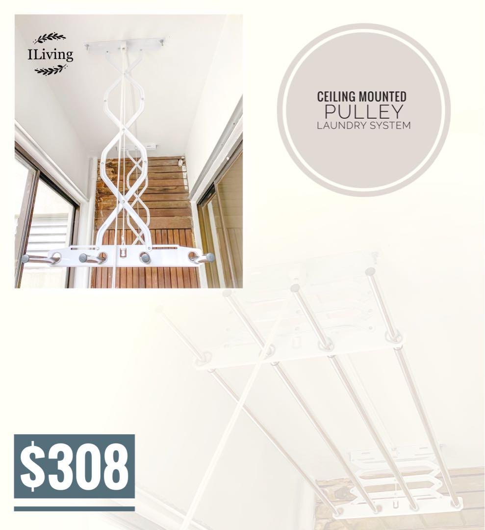 Ceiling Mounted retractable Laundry Drying Rack System, Furniture