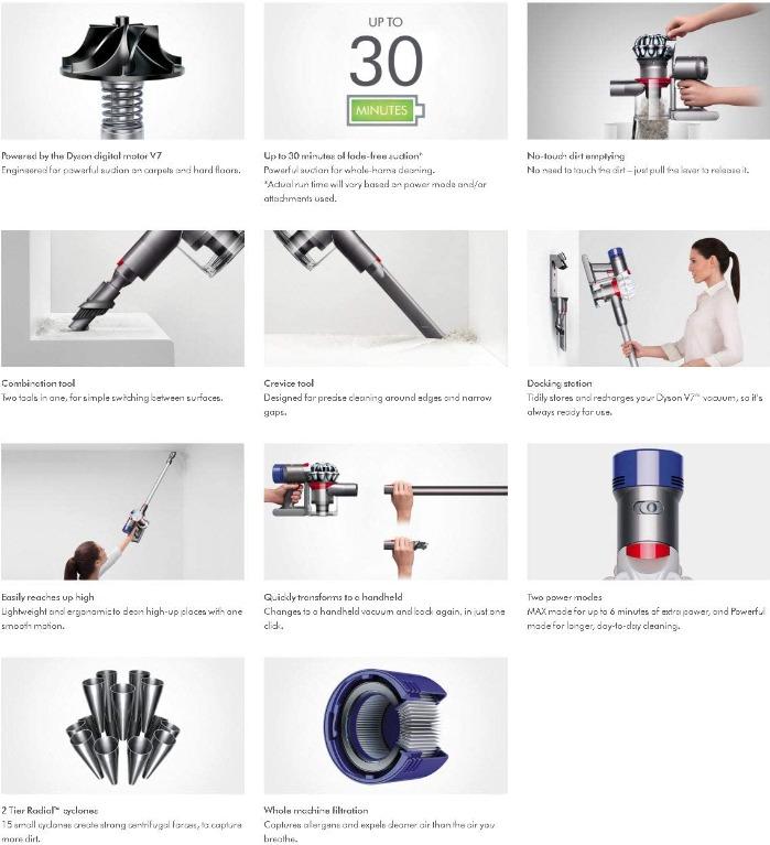 Dyson v7 allergy white sale hepa stick vacuum cleaner