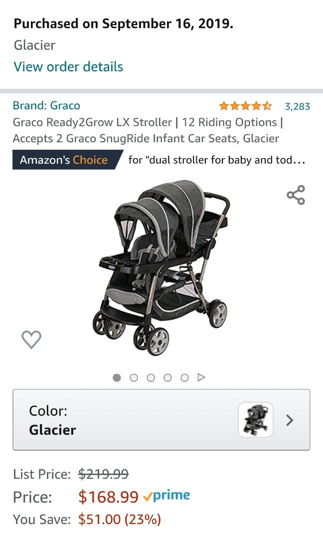 Graco Ready2Grow LX Stroller 12 Riding Options Accepts 2 Graco SnugRide Infant Car Seats Glacier