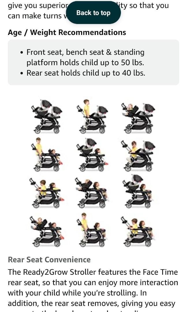 Graco Ready2Grow LX Stroller 12 Riding Options Accepts 2 Graco SnugRide Infant Car Seats Glacier Babies Kids Going Out Car Seats on Carousell