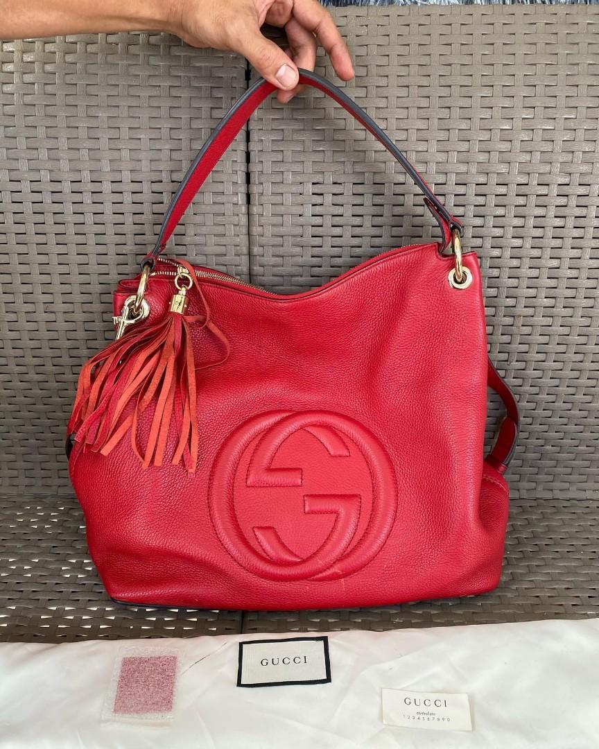 Gucci soho flame red leather bag soft hobo Luxury Bags Wallets
