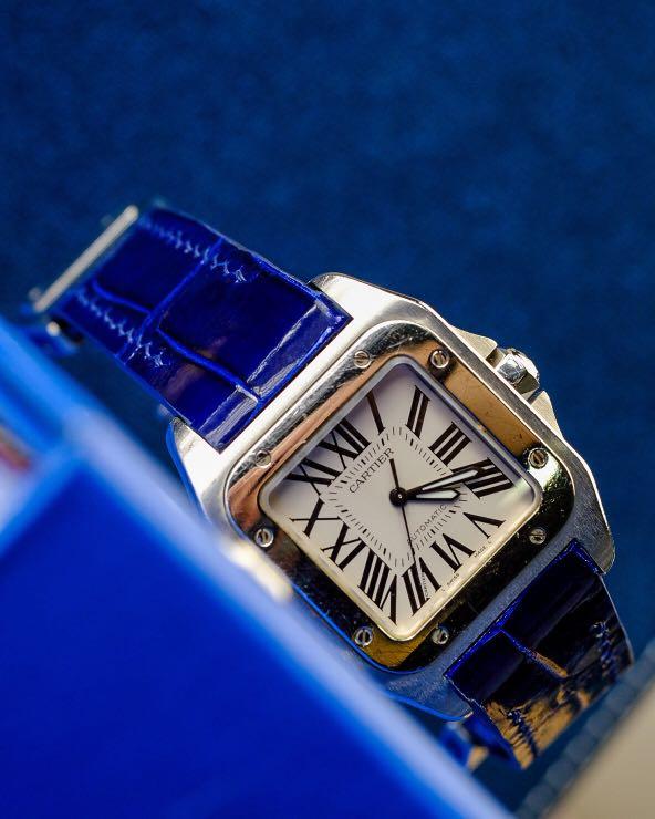 Cartier watch blue strap on sale
