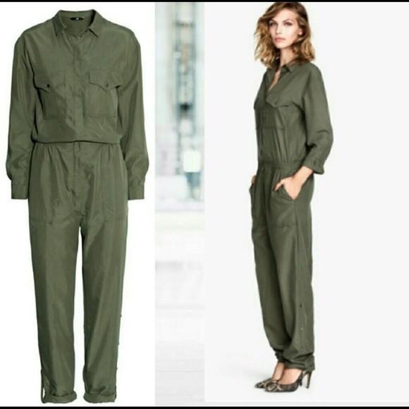 Army green online jumpsuit h&m