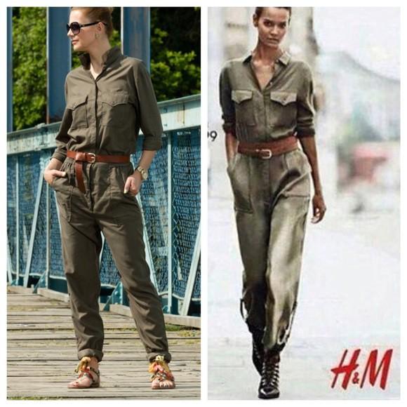 H M Army Green Jumpsuit