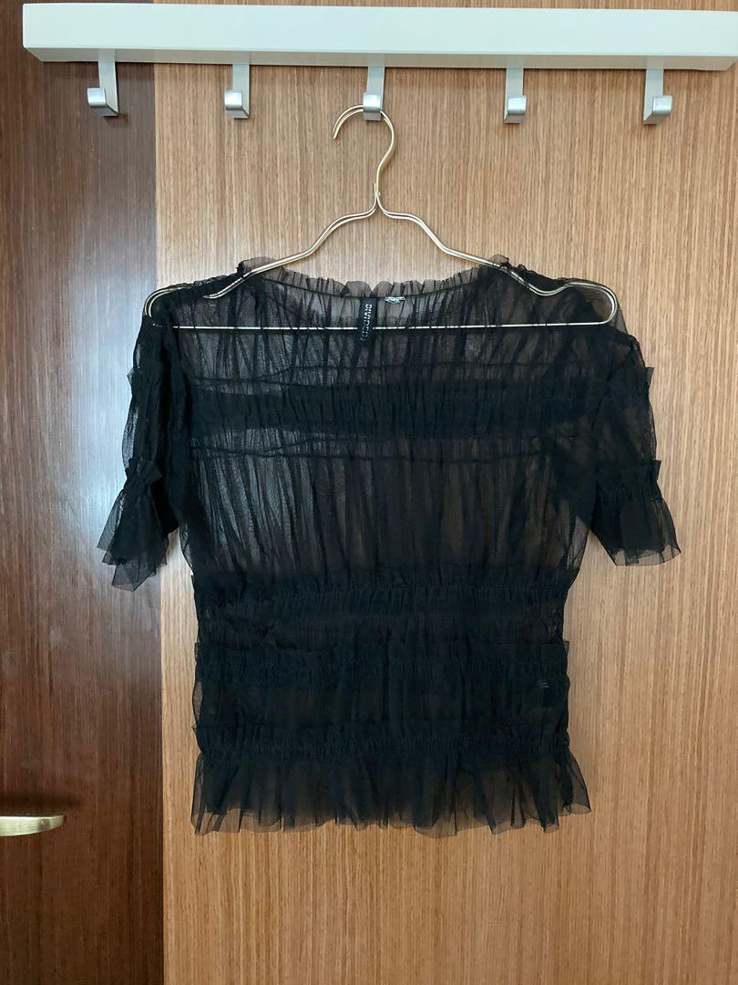 sheer black top h&m