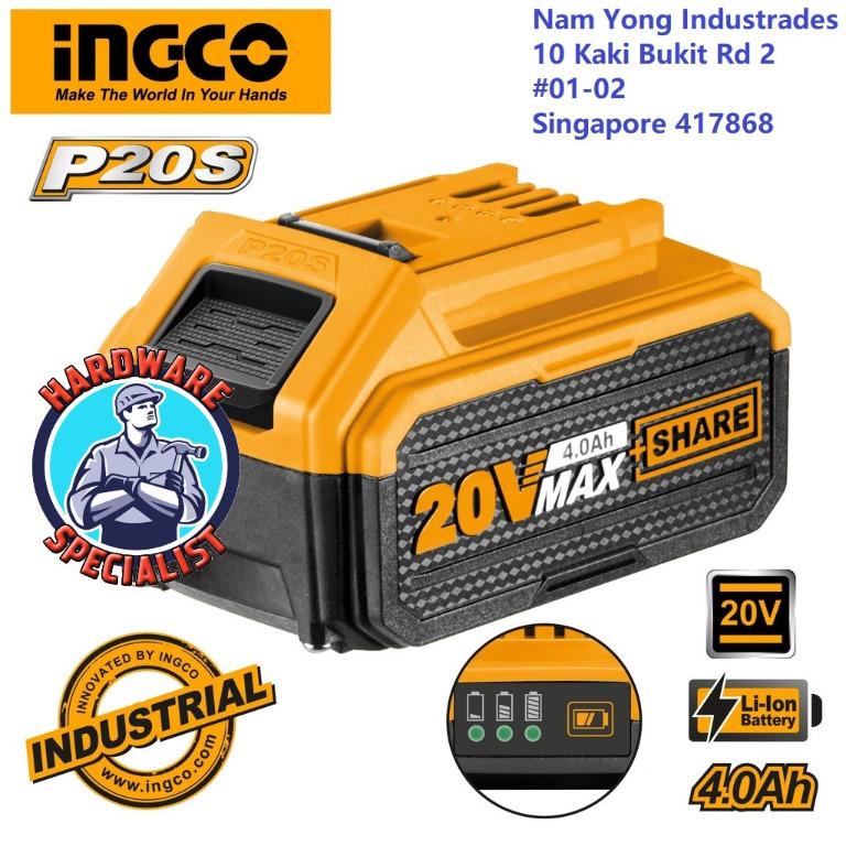 INGCO FBLI2002 20V 4.0Ah LithiumIon Battery Pack for P20S Power Tools