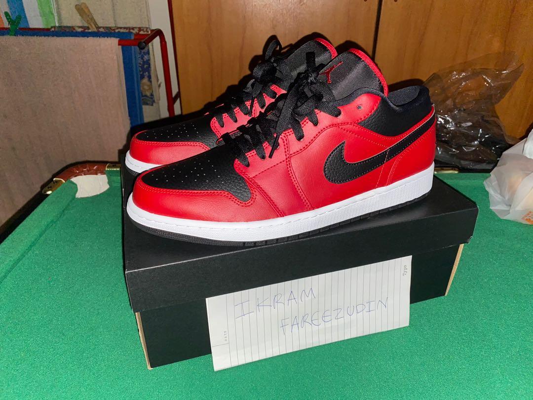 Jordan 1 Low Reverse Bred Pebbled Swoosh Men S Fashion Footwear Sneakers On Carousell Jordan 1 Low Reverse Bred Pebbled Swoosh Men S Fashion Footwear Sneakers On Carousell