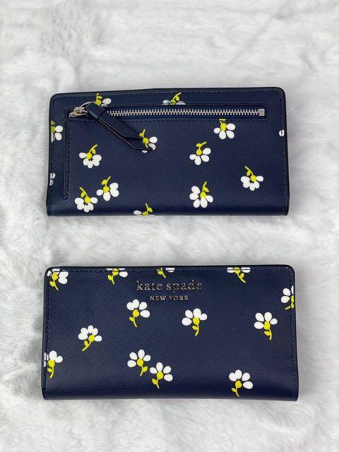 Kate Spade Cameron Large Slim Bifold Wallet in Daisy Toss, Luxury, Bags &  Wallets on Carousell