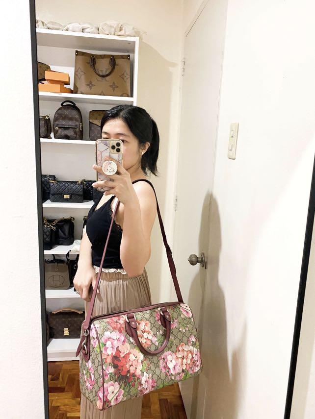 Gucci Boston Bag GG Supreme Blooms Small Brown/Pink - GB