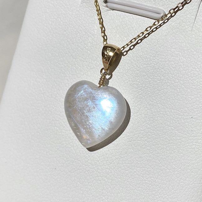 Little Happiness Moonstone Heart Necklace Women s Fashion