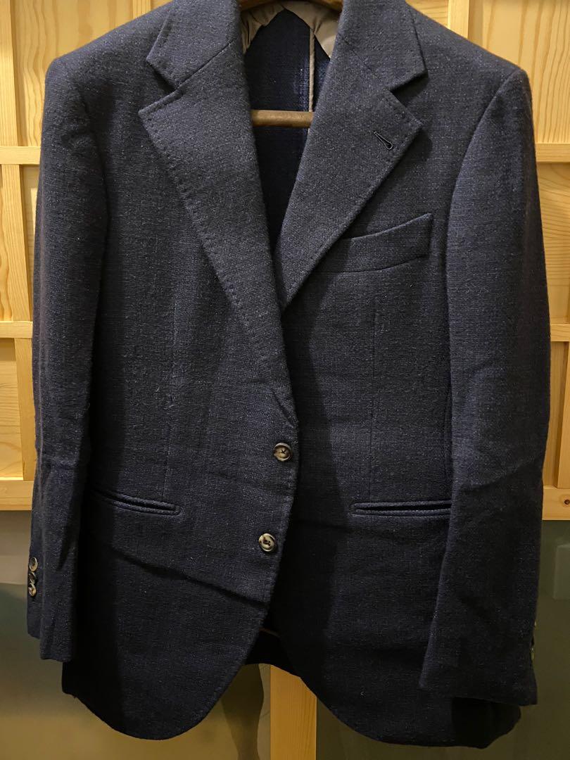 Loro Piana Navy Wool Jacket, 男裝, 外套及戶外衣服- Carousell