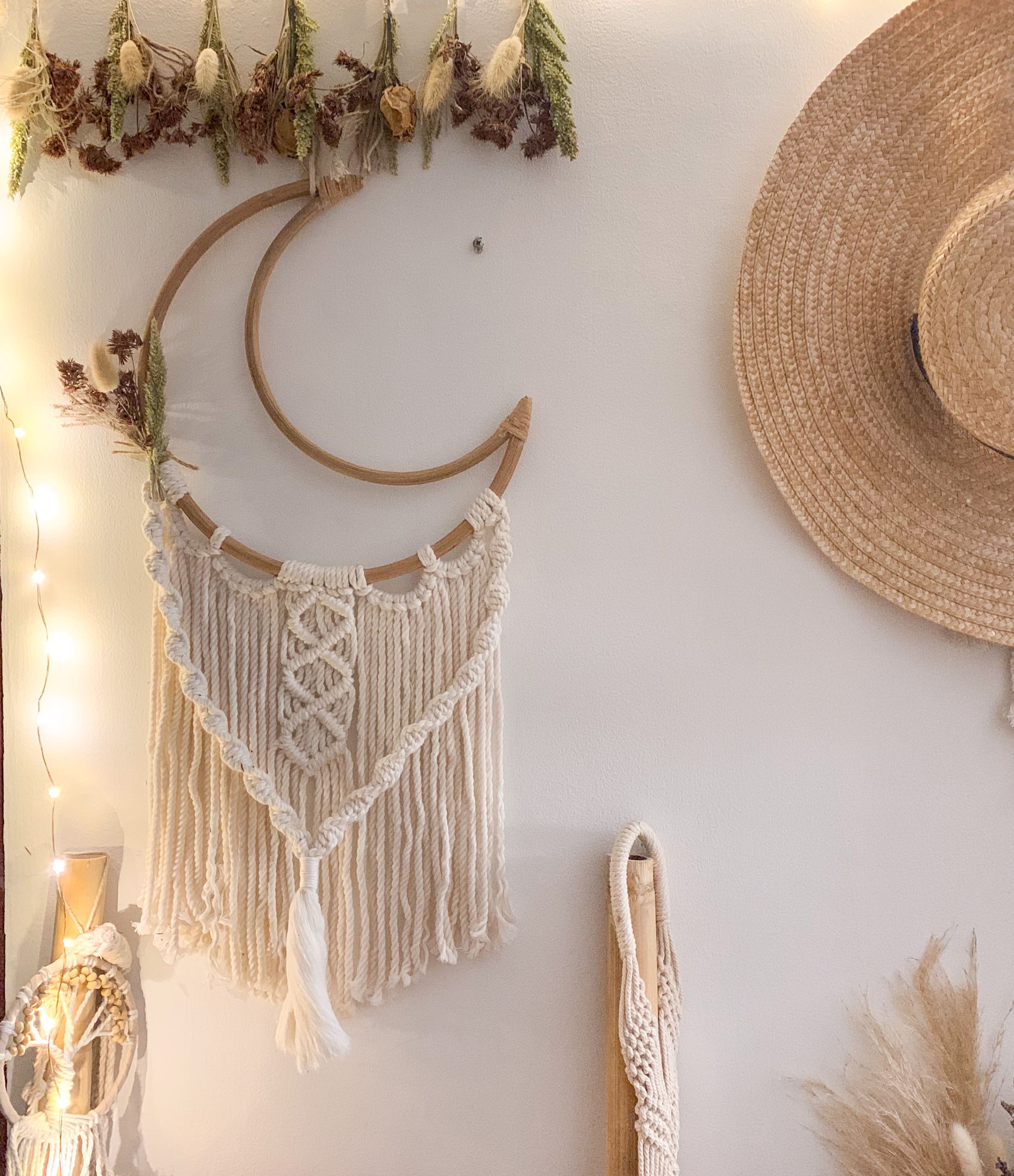 Macramé Moon Wall Hanging, Hobbies & Toys, Stationary & Craft, Handmade
