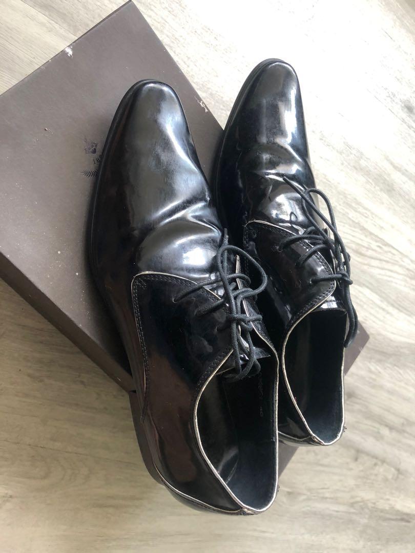 Mens black patent shoes on sale