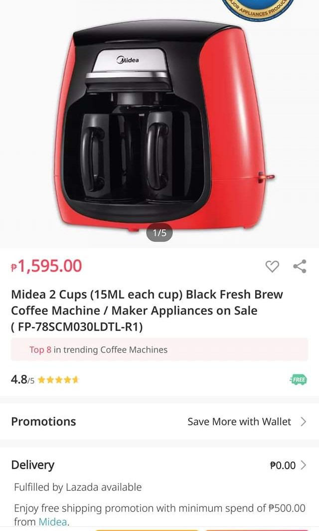 Midea Coffee Maker (2 cups), TV & Home Appliances, Kitchen Appliances