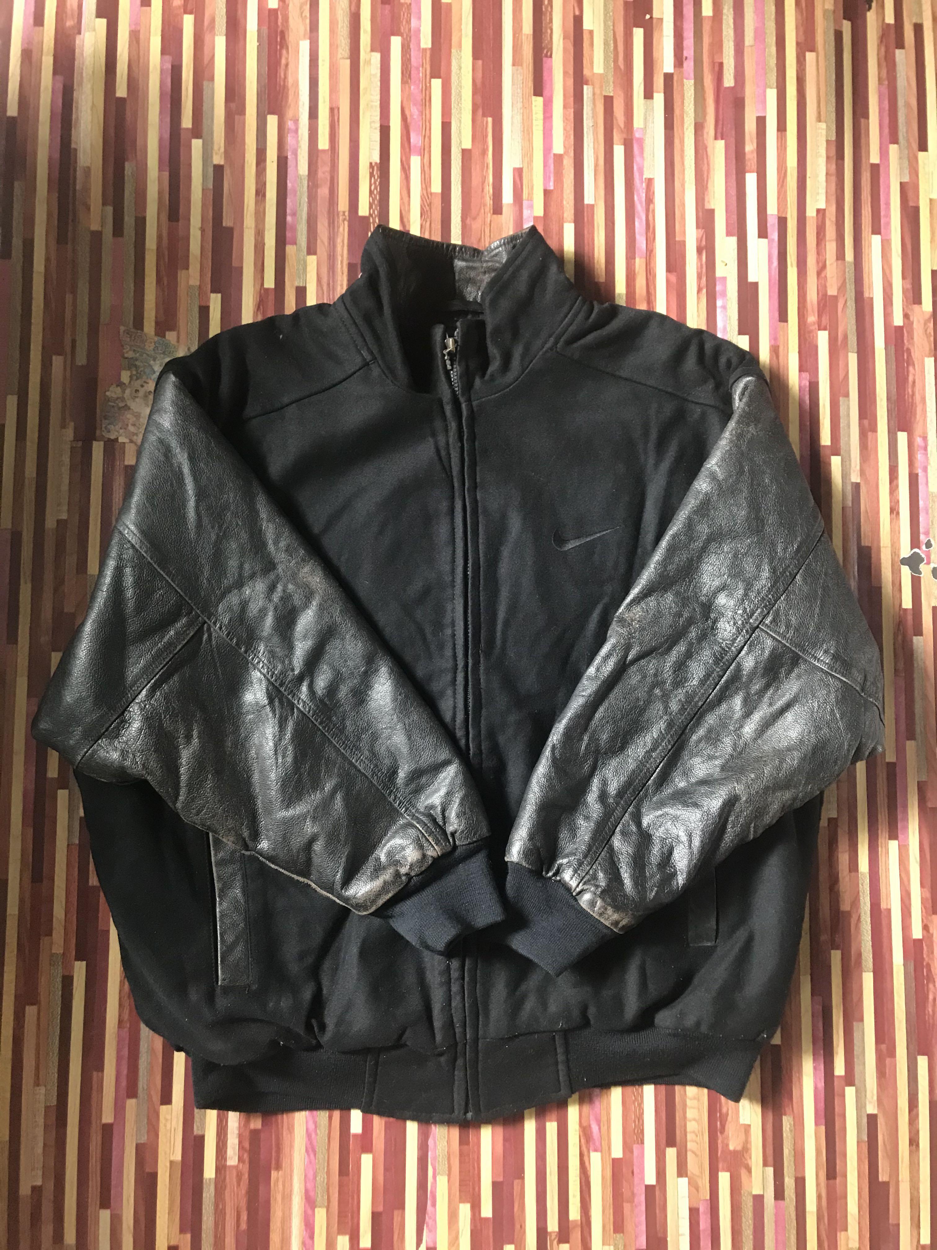 Nike leather hotsell bomber jacket