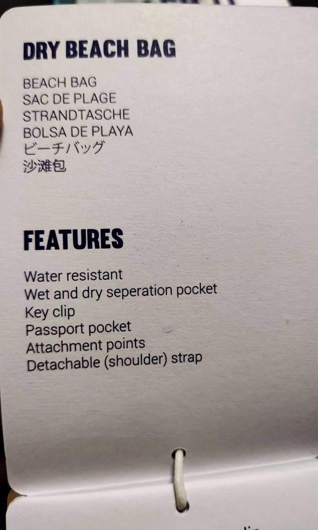 Pacsafe Dry Beach Bag, Women's Fashion, Bags & Wallets, Beach Bags on