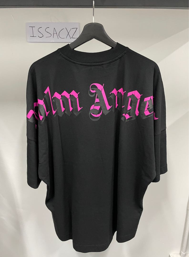Palm Angels Double logo Mockneck Oversized Black Pink Tee, Men's Fashion,  Tops & Sets, Tshirts & Polo Shirts on Carousell