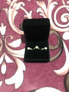 Akoya Pearl & Diamond + Ring + Danggling Earring