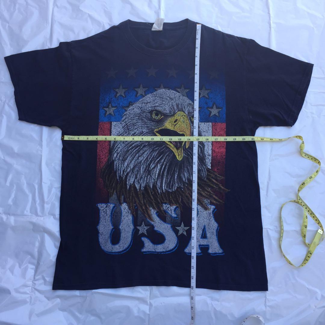 PO VINTAGE AMERICAN EAGLE USA FLAG HUGE 2000 Large Blue T Shirt