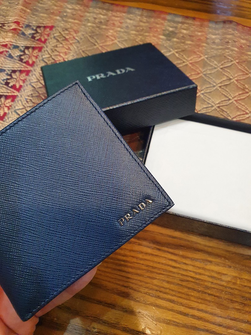 Authentic Prada Wallet - Dark Blue wallet - with coin pouch, Luxury, Bags &  Wallets on Carousell