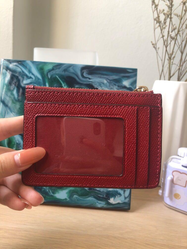 Red leather cheap coach wallet