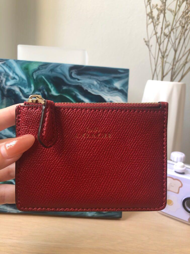 Red leather on sale coach wallet