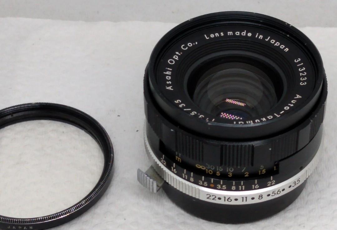 Takumar lens 35mmf3.5 (Category: Lens & Kits) located in Las Pinas. Submitted by film101 (Listing ID 1071721105, Image 1). Description: Wide lens Auto takumar 35mmf3.5 Its 1950s-1960s made by asahi My own impression this is little smaller than SMC 35mm regular version, find as compact type lens One of the rare lens m42 mount --------- Condition of lens Optics-clean with no haze with protective filter Aperture blades-snappy, clean Aperture ring-cl