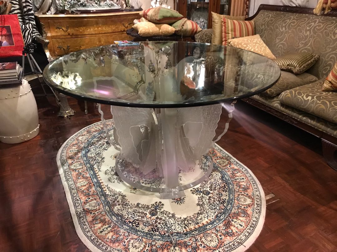 glass swan dining table