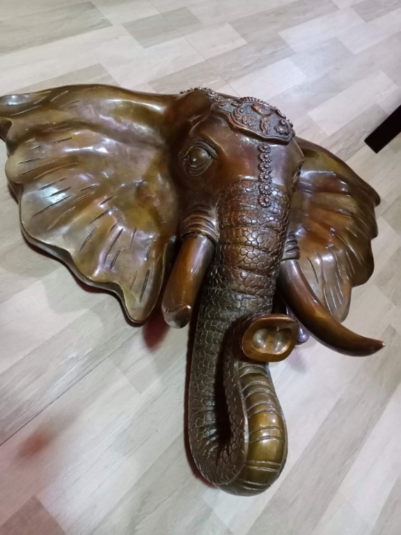 Vintage Brass Elephant Head (Wall Decor), Hobbies & Toys, Memorabilia