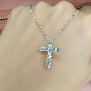 1 carat cross diamond necklace pt900 3.5grams 20"