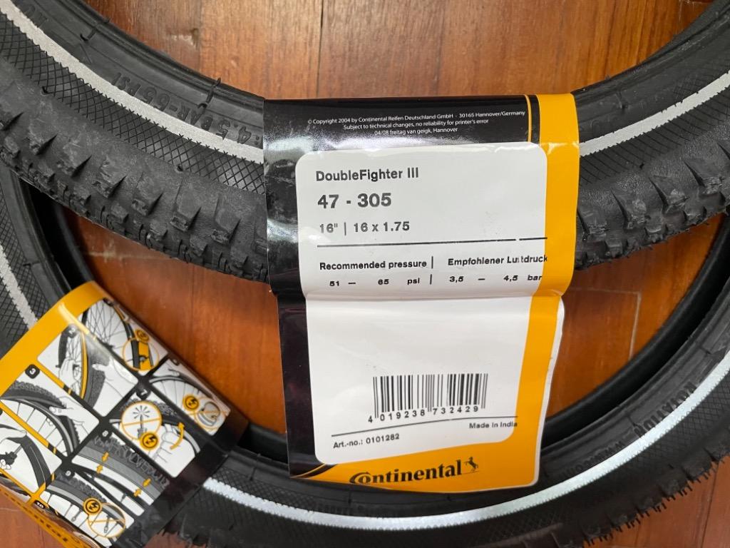 (1 pair) Continental Double Fighter 3 Bike Tyres (47305 / 16x1.75