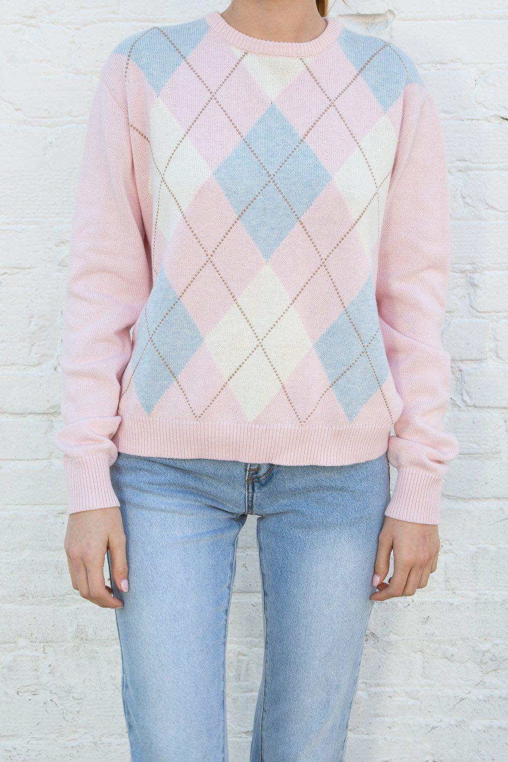 argyle pink sweater