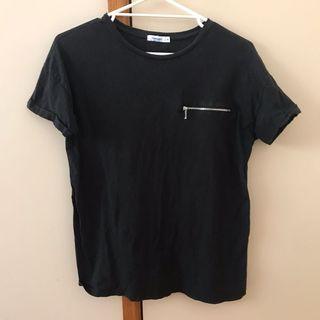Black T-shirt with Zip Detail