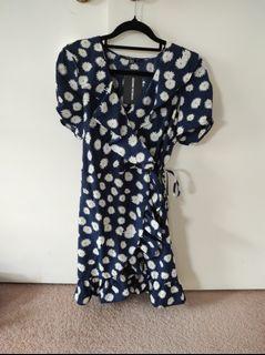 Blue daisy wrap dress