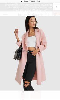 Double-Breasted Wool Blend Coat Pink
