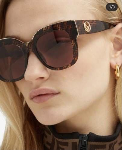 fendi logo trim sunglasses