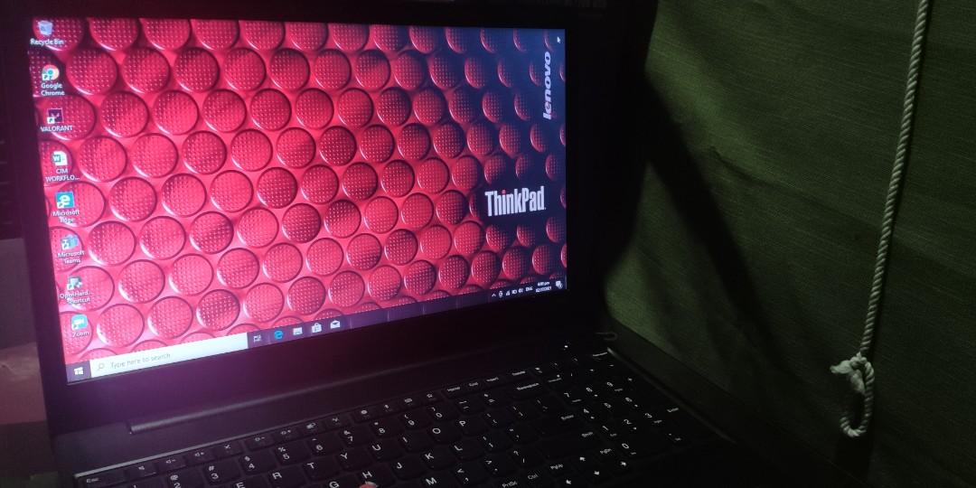For sale Lenovo Thinkpad E580 i5-7th Gen (Category: Laptops & Notebooks) located in Quezon City. Submitted by maoisky (Listing ID 1072017921, Image 2). Description: Selling my Thinkpad E580 Core i5-700u 2.50ghz @ 2.50ghz (4cpu's) 7th Genaraton 8 Gb RAM DDR4 250GB SSD AMD Radeon 500 2gb VRAM Battery Life 5 to 6 hrs Personal use Windows 10 Microsoft Office 2016 RFs: Have new laptop minor issue: crack check the image.. doesn't affect the performance