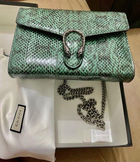 Gucci Emerald Green Snakeskin Leather Dionysus Mini Cross Body