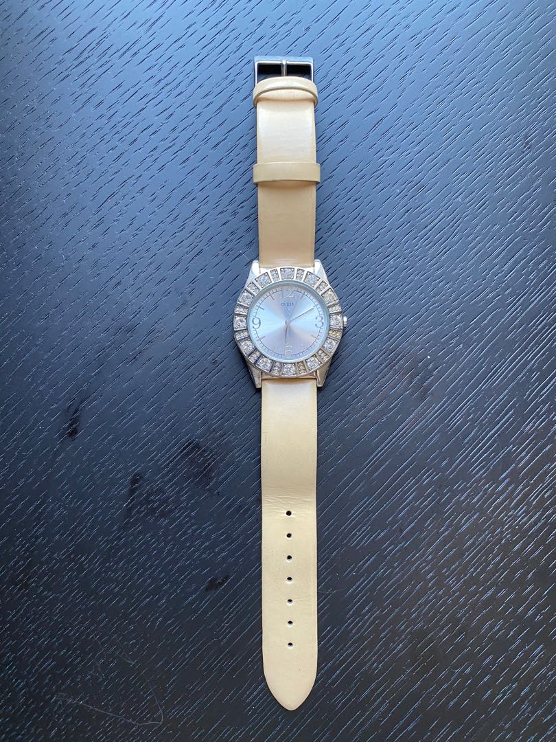 Guess white leather sales watch